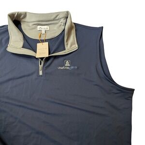 Peter Millar Mens XXL Navy Blue 1/4 Zip Galway Stretch Golf Vest Logo NWT